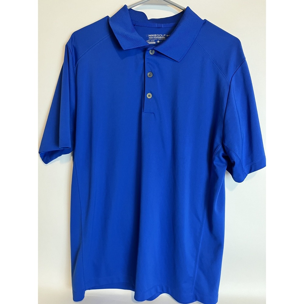 Nike Golf Shirt Mens Large Blue‎ Polo S/s Dri Fit Casual Tour Performance